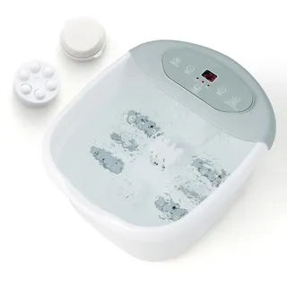 Goplus Fußbadewanne mit Massage & Heizung, Fußbad Massagegerät abnehmbaren Massageperlen, 35-46 °C, Elektrisches Fußbad mit Zeitschaltfunktion (blau)