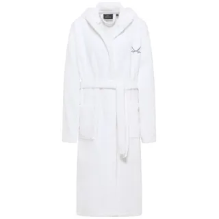 Sansibar Unisex-Bademantel Unisex Baumwoll-Kuschel-Bademantel mit Kapuze (DE/NL/SE/PL, Alphanumerisch, M, L, Regular, Regular, Weiß) - M-L