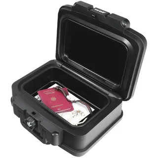 HMF 250451 Feuerfeste Wasserdichte Dokumentenbox, DIN A5, 38,5 x 16,5 x 28 cm, Schwarz