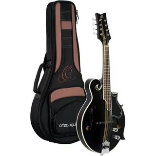Ortega Guitars F-Style Mandoline Elektro-Akustisch – F-Holes – Mandolins – Inklusive Gig Bag – Fichte / Ahorn, Schwarz (RMFE40SBK)