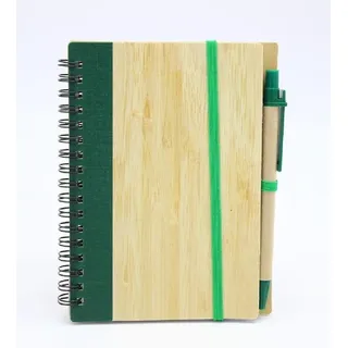 Luna24 simply great ideas... Notizbuch Bambus-Notizbuch glatt Gummi & Stift 16x12cm 4 versch. Farben wählbar grün