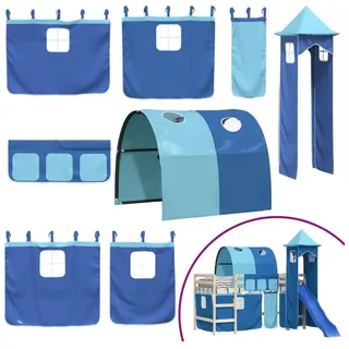vidaXL Vorhänge für Hochbett mit Tunnel und Turm Blau