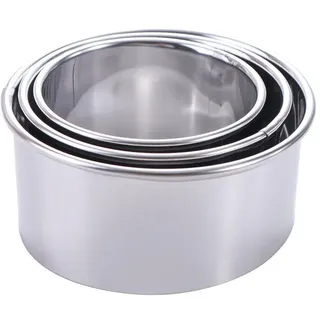 Runde Ausstechformen aus Edelstahl, 3 Stück, verschiedene Größen, Keksausstecher, Küchen-Backzubehör (runde Kante)