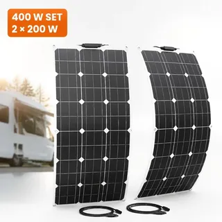 400W Flexibles Solarmodul (2x200W Set) Monokristallin PV für RV Marine Camper Van Trailer Off-Grid Systems, 0% MwSt.