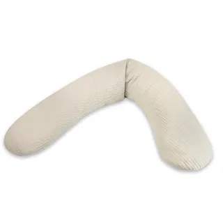 Stillkissen 190cm – Seitenschläferkissen Stillkissen Perlen – inkl Stillkissenbezug Sandbeige Musselin
