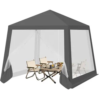 Woltu Faltpavillon 3 x 3 m inkl. Seitenteile Grau
