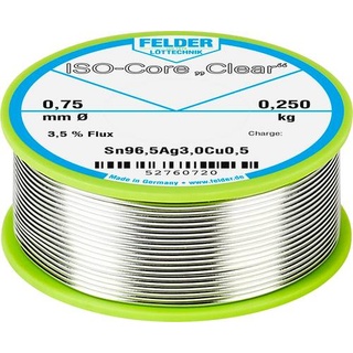 Felder ISO-Core Clear SAC305 Lötzinn Spule Sn96,5Ag3Cu0,5 0.250kg 0.75mm