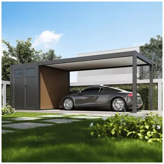 Weide Carport mit Abstellraum Aluminium Pergola 3  x7,2 m Anthrazit 