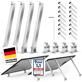 MATADORES Aufständerung für 2 Solarmodule | Für Hauswand, Flachdach, Balkon | Verstellbar 15°–60° Neigung | Aluminium-Halterung für Balkonkraftwerk | Inkl. Montageset