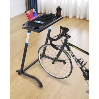 Vevor Fahrradtisch stationärer faltbarer verstellbarer Fahrradtrainer- und Laufbandtisch mit feststellbaren Rädern, rutschfester Fitnesstisch mit mehreren Steckplätzen für Fahrradtrainer und Lenker