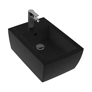 Villeroy & Boch Memento 2.0 Wandbidet 443300S5 37,5 x 56 cm, Ebony C-plus, mit Hahnloch, mit Überlauf