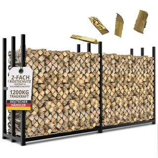 Lawa Kaminholzregal Außen Metall 223 x 50 x 115 cm verzinkt Schwarz