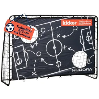 HUDORA Fußballtor Trainer mit Torwand - Robustes Outdoor Fußballtor für Kinder & Erwachsene - Torwand mit Zwei verstärkten Schusslöchern - wetterfestes Fußballtor für Training & Freizeit