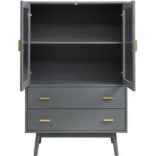 [en.casa] Vitrinenschrank Susa 120 x 80 x 40 cm Grau