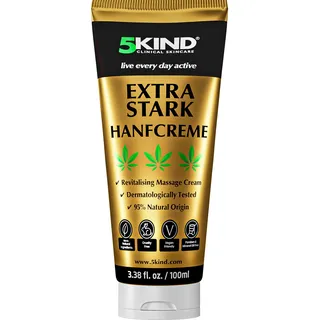 5kind Extra Starke Hanfcreme 100ml - Hochkonzentriertes Hanföl und Arnika-Creme - zur Massage von Gelenken & Muskeln, unterem Rücken, Knien, Nacken & Schultern - Reich an natürlichen Extrakten