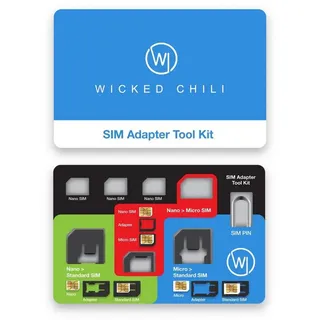 Wicked Chili SIM-Adapter-Set & Travel Case in Kreditkartengröße Smartphone-Adapter N/A zu Nano, Micro, Standard schwarz