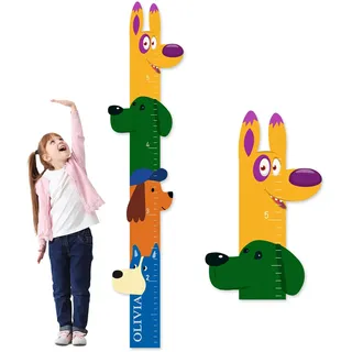 CHARMIBLE Personalisiert Messlatte Kinder Holz für Baby- & Kleinkinderzimmer mit Namen, Abnehmbares Messlineal für Baby-Messlatte für Schlafzimmer, Wanddekoration (Welpenparty)