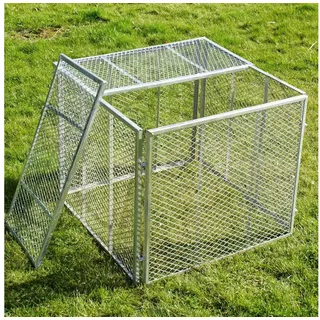 Baumarktplus Komposter Metallkomposter 80x80 x70 cm mit Deckel 2tlg. Streckmetall Gartenkomposter Kompostbehälter incl. Deckel