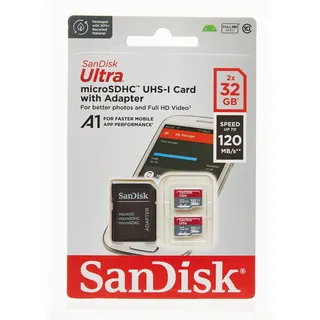 UHS-I U1 A1 120 MB/s + SD Adapter 32 GB 2er Set