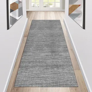 Siunwdiy Teppich Läufer Flur rutschfest Küchenläufer Waschbar Grau Modern Korridor Teppichläufer Lang Küchenteppich Für Küche Wohnzimmer Schlafzimmer Teppichläufer Meterware Anpassbar,Grau,50x140cm