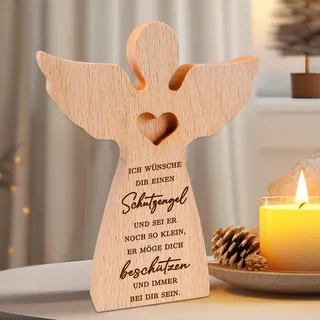 OkiyiD Taufe Geschenke für Mädchen Jungen,hölzerner Schutzengel für Kinder Baby Kommunion Konfirmation Taufe Geschenke, Glücksengel Andenken