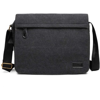 KONO Messenger Bag Canvas Laptop Umhängetasche für 13 Zoll Wasserdichte Schultasche, Geschenke für Männer Frauen(Schwarz)