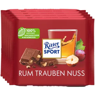 Ritter Sport Rum Trauben Nuss - Schokolade Jamaika Rum Alkohol - 5 Tafeln