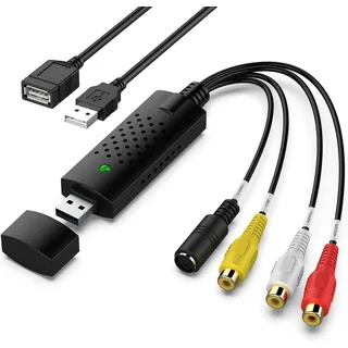 VHS zu Digitaler Konverter, Cinch-zu-USB-Audio-Konverter, USB 2.0-Videoaufnahme-Karte, Konvertiert VHS zu Digital VHS VCR Mini DV Hi8 DVD für MAC/PC