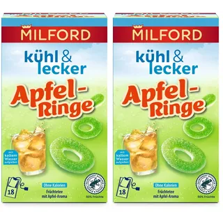 MILFORD kühl & lecker Apfelringe | Früchtetee mit Apfel-Aroma | 18 Teebeutel (Packung mit 2)