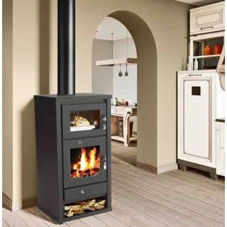 Apex Digital Apex Kaminofen 11,3 kW Stahl Schwarz/Abdeckplatte Kachelofen