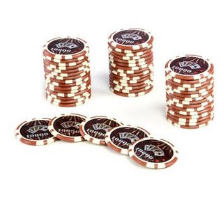 Nexos Pokerchips OCEAN-CHAMPION-CHIP, 50 Stück, Laserchips Metallkern 12g, Ø 4cm, braun Wert 10000