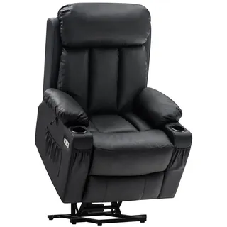 MCombo Fernsehsessel 7190 Leder 100 x 112 x 86 cm Schwarz elektrisch