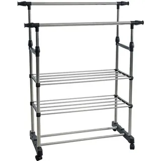 Estexo Kleiderständer 80-150x43x90-160 cm schwarz/silber