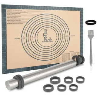 luxuskollektion Edelstahl Nudelholz Teigroller Antihaft 50x40cm Silikon Backmatte