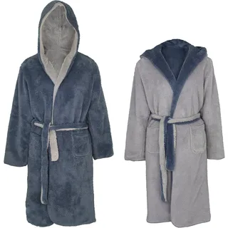 DELUXE COLLECTION Kinder Wendebademantel - blau|grau - 146|152