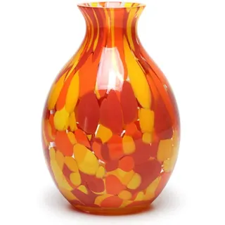 Cá d'Oro Kleine Glasvase, orange/gelb, Konfetti, mundgeblasen, Murano-Stil, Kunstglas für Blumen und Dekoration, Modell Nr. 65