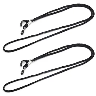 2 Stück Brillenband,Brillenkette Herren,Brillenband Damen,Brillenschnur,Brillenbänder,Kette für brille,Universal Brillenbänder Einstellbarer Brille Cord für Sonnenbrillen und Lesebrillen-Schwarz - 1