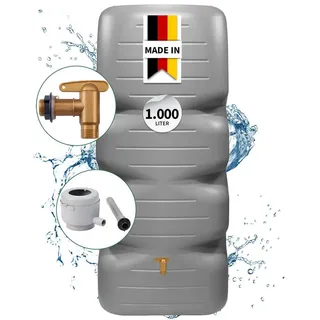 GARANTIA CUBUS Gartentank Komplett-Set 1000 L, betongrau Inkl. Kunststoff-auslaufhahn Und Fallrohranschluss