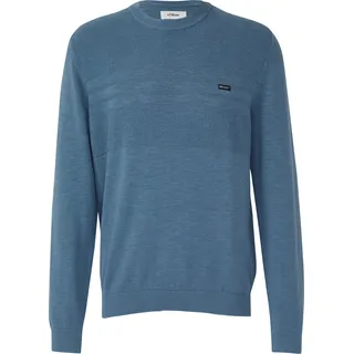 s.Oliver Longpullover Strickpullover mit Strukturmix Blau XXL