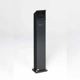 Proregal Robuster Ascher Standsäule mit Schloss und Bodenplatte 2 Liter, HxBxT 115x18x15cm | Verzinkter Stahl Anthrazit | Ascher Aschenbecher