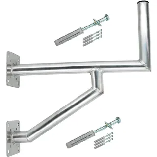 Premium X 60cm Wandhalter Aluminium Zwei Wandplatten SAT Wand-Halterung für Satelliten-Schüssel Wandausleger Schraubensatz