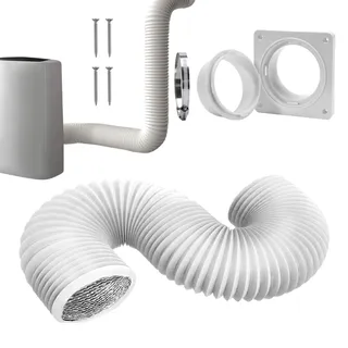 Wäschetrockner Abluft Set | AC Abluftschlauch Kupplung Mit Anschlussplatte | Klimaanlagen Entlüftungszubehör 150cm | Schlauch & Adapter Für Trockner, Abluftsysteme, Küche & Bad