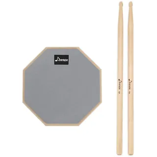 Donner Practice Pad Drum Übungspad 8 Zoll/20.32cm mit Drumsticks, Grau