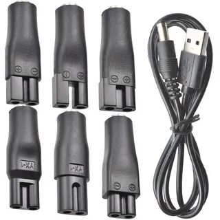 boeea 7 Stück 5V Rasierer Ladegerät Netzkabel USB Adapter Set für eine Vielzahl von Elektrische Haarschneidemaschinen, Bartschneider, Rasierer, Schönheitsinstrumente,elektrische Friseure, Luftreiniger