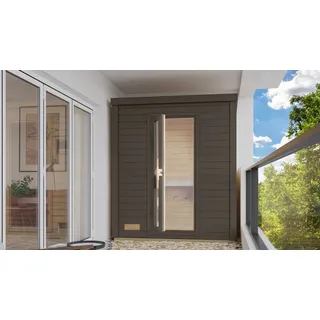 Karibu Gartensauna Saunahaus Hytti 0 terragrau Energiesparende Saunatür Ohne Ofen