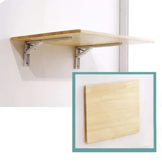 LINONI Wandklapptisch, klapptisch, Wand wandtisch klappbar,Kleiner, platzsparender, klappbarer Klappschreibtisch aus massivem Holz für Esszimmer, Arbeitszimmer, Küche, Balkon,Light Brown,50X30cm