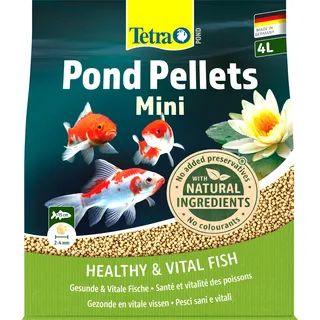 Tetra Pond Pellets Mini - Fischfutter für kleine und Junge Teichfische, unterstützt gesunde Fische und klares Wasser im Teich, 4 L Beutel
