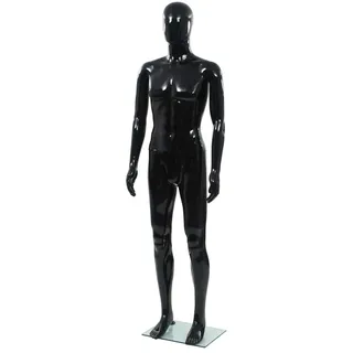 vidaXL Männliche Schaufensterpuppe mit Glassockel Mannequin Schwarz 185 cm