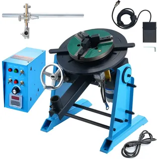 Vevor Schweißdrehtisch 80 W Schweißpositionierer 1-12 U/min Manipulator 30 kg(Horizontal)/15 kg(vertikal) Drehtisch 0–90° Neigungswinkel KD200-Dreibackenfutter zum Schneiden, Schleifen, Montieren