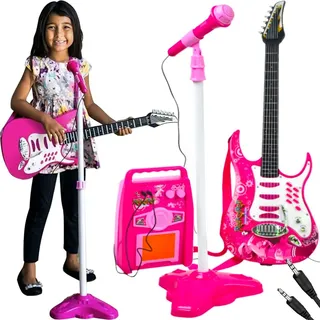 Kruzzel E-Gitarre Verstärker Mikrofon mit Ständer Rockgitarre Standmikrofon Set 22407